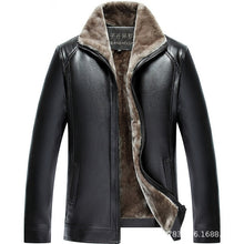 Load image into Gallery viewer, 2019 New Autumn Winter Men Leather Jacket Stand Collar Plus Velvet Thick Warm Leather Jacket Men Social Mens Jackets