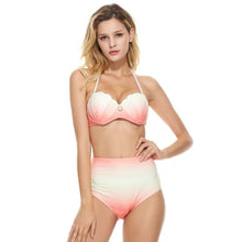 Load image into Gallery viewer, High Waist Bikini Mermaid Shell Bra Swimwear Women Halter Neck Swimsuit Brazilian Biquini Push Up Bathing Suit New Tankini